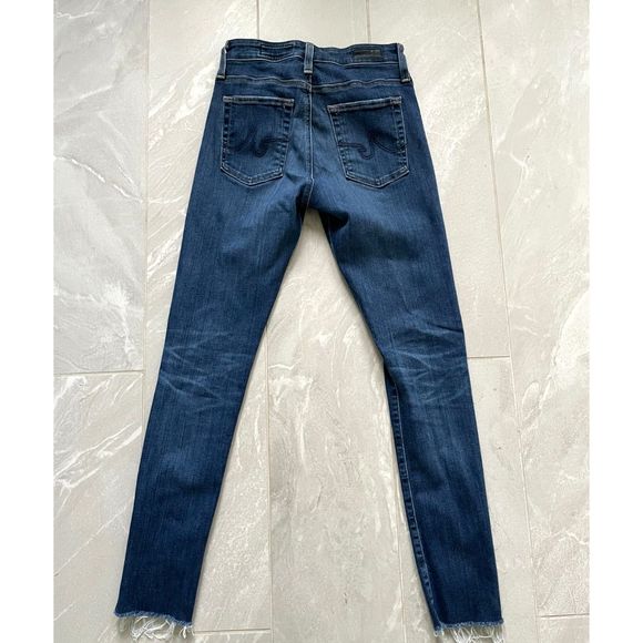 Adriano Goldschmied Denim Farrah High-Rise Skinny Ankle Raw Hem Blue Jeans 26R - Picture 4 of 13